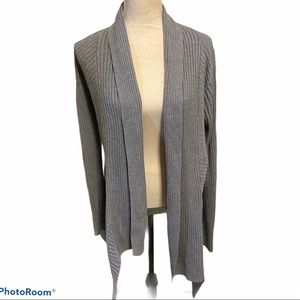 White House Black Market Gray Ribbed Open Cardi